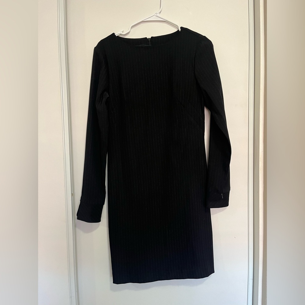 Hugo Buscati Black Striped Long Sleeve Dress Size‎ 6 Witchy Business Casual